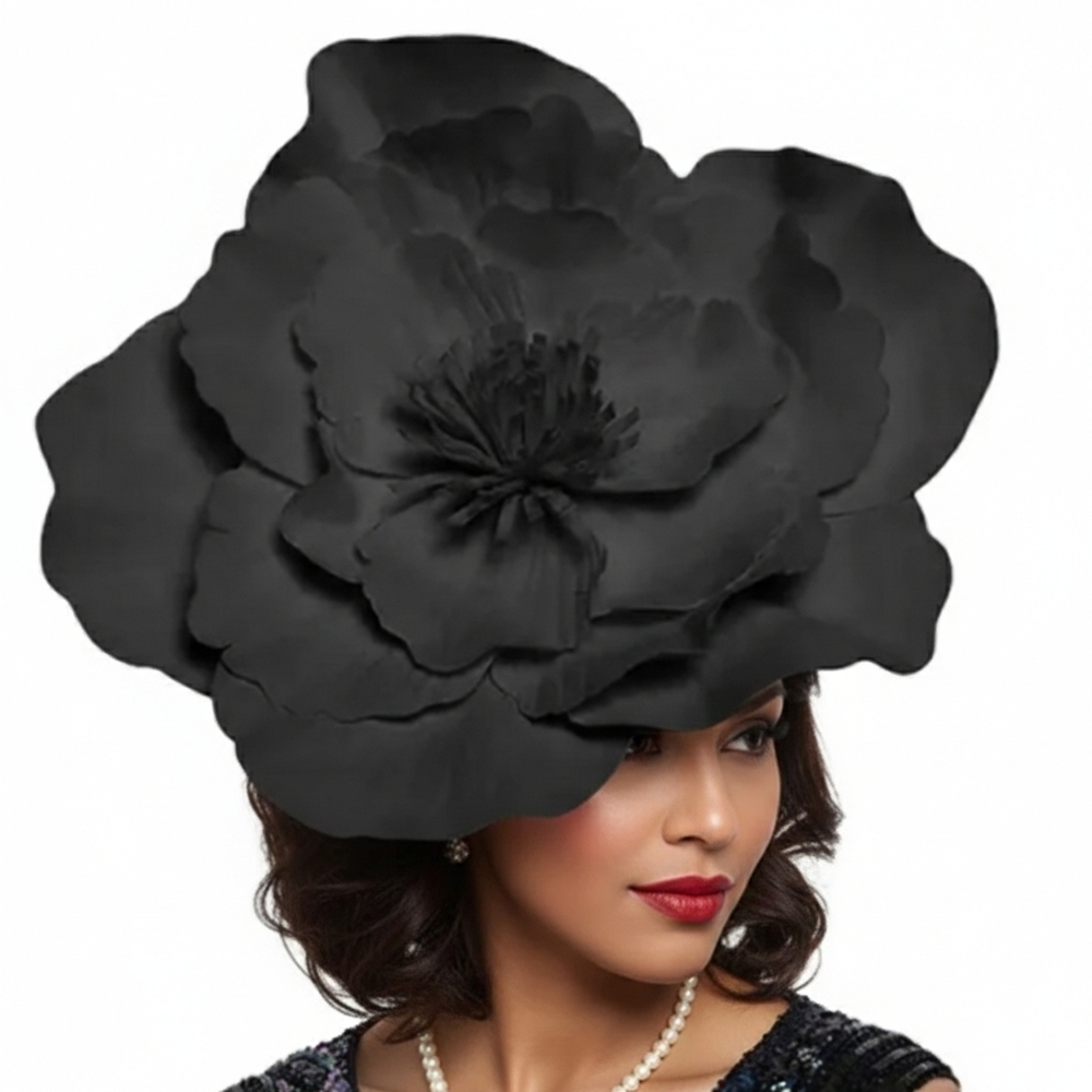 Beloved Millinery Fabulous Black Stunning Lightweight Flower Fascinator